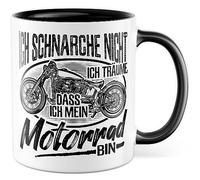 Tazza da moto con scritta, non russare - Sogno che io sono la mia moto, regalo per motociclisti, idea regalo divertente tazza da caffè motociclista, motociclista (bianco/nero)