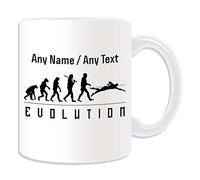 Tazza da nuoto con scritta in lingua inglese "volution, colore bianco", personalizzabile con qualsiasi nome e messaggio su un profilo unico, per giocatore di squadra, gioco olimpico, sport, piscina,