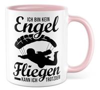 Tazza da paracadutista regalo con scritta in lingua tedesca "Ich bin kein Engel Fliegfly kann ich noch dem, tazza da caffè Skydiving Hobby Office Job Team am, idea regalo collega, fidanzata