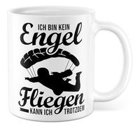 Tazza da paracadutista regalo con scritta in lingua tedesca "Ich bin kein Engel Fliegfly kann ich noch dem, tazza da caffè Skydiving Hobby Office Job Team am, idea regalo collega, fidanzata