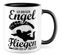 Tazza da paracadutista regalo con scritta in lingua tedesca "Ich bin kein Engel Fliegfly kann ich noch dem, tazza da caffè Skydiving Hobby Office Job Team am, idea regalo collega, fidanzata
