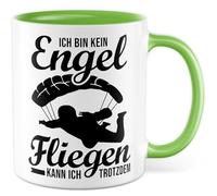 Tazza da paracadutista regalo con scritta in lingua tedesca "Ich bin kein Engel Fliegfly kann ich noch dem, tazza da caffè Skydiving Hobby Office Job Team am, idea regalo collega, fidanzata