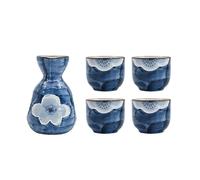 Tazza da sakè Tradizionale, Bicchieri da Vino in Ceramica, Set da sakè Giapponese, Set di Tazze da sakè Blu, 1 pentola da 250 ml e 4 Tazze da 50 ml, Bicchieri da Vino in Ceramica i