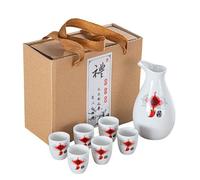 Tazza da sakè Tradizionale, Bicchieri da Vino in Ceramica, Set da sakè in Porcellana Dipinta a Mano con Design Tradizionale, Ceramica per la casa, Ristorante, Tazze da sakè in Cera