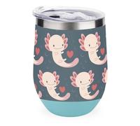 Tazza da scrivania Axolotls in acciaio inossidabile 304, coperchio a prova di perdite per uso alimentare, base antiscivolo, elegante tazza termica per ufficio, studio e come regalo.