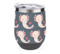 Tazza da scrivania Axolotls in acciaio inossidabile 304, coperchio a prova di perdite per uso alimentare, base antiscivolo, elegante tazza termica per ufficio, studio e come regalo.