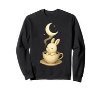 Tazza da tè al Chiaro di Luna Coniglietto Illustrazione Notturna graziosa Opera d'Arte Felpa