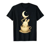 Tazza da tè al Chiaro di Luna Coniglietto Illustrazione Notturna graziosa Opera d'Arte Maglietta