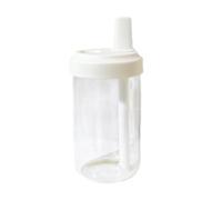Tazza da tè al latte con cannuccia, portatile, trasparente, in plastica, riutilizzabile, grande capacità, con coperchio, per caffè freddo, a prova di perdite, adatta per Scaldabiberon Da (White, 20cm)