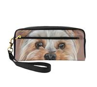 Tazza da tè carina Yorkshire Terrier per cani, Borsa per il trucco Borsa per cosmetici Borsa da viaggio portatile da toilette Astuccio in pelle per donne e ragazze
