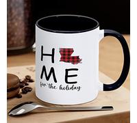 Tazza da tè della Louisiana Red Black Buffalo Plaid Home for The Holiday Tazza da caffè in ceramica US State Map Silhouette Tazza da tè Grande idea regalo per Natale Vacanze natalizie, 311,8 g