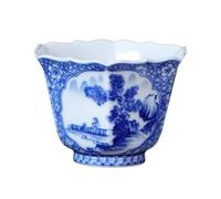 Tazza da tè dipinta a mano blu e bianco Ghiaccio Prugna Paesaggio Finestra Coppa ospite Fiore Bocca Ceramica Personale dedicato Kung Fu Set Contenitore for ammollo
