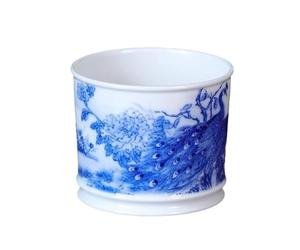 Tazza da tè dritta blu e bianca dipinta a mano, tazza for l'ospite con pittura interna Set Kung Fu in ceramica colorata sottosmalto Contenitore for ammollo della personale