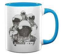 Tazza da tè e caffè in ceramica, motivo: quattro astronauti, colore: azzurro