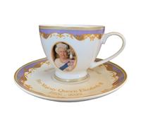 Tazza da tè e piattino Fine China Her Majesty Queen Elizabeth II 1926-2022 Ro...