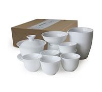Tazza da tè Gaiwan cinese Gongfu Set da tè in porcellana bianca alta tazza da tè in ceramica scatola regalo (Jiangjun cup)
