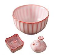 Tazza da tè in ceramica abbinata a un simpatico maialino rosa/pesce - Accessori riutilizzabili per tè e caffè Kung Fu con divertente design a bolle, facile da pulire (tazza di petali di crisantemo di