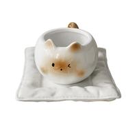 Tazza da tè in ceramica con gattino siamese, bordo grande calibro, impugnatura comoda, perfetta per caffè mattutino e regalo agli amanti dei gatti, 13 x 7,5 cm
