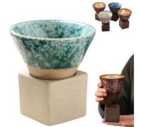 Tazza Da Tè In Ceramica Grezza In Stile Giapponese, Tazza Conica Retrò In Ceramica - Tazza Piccola A Imbuto Da 100 Ml,Handmade Coarse Pottery Coffee Mug with Base,riangolo Cono Funnel Shaped-H