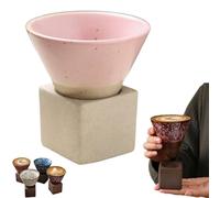 Tazza Da Tè In Ceramica Grezza In Stile Giapponese, Tazza Conica Retrò In Ceramica - Tazza Piccola A Imbuto Da 100 Ml,Handmade Coarse Pottery Coffee Mug with Base,riangolo Cono Funnel Shaped-B
