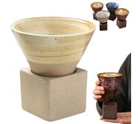 Tazza Da Tè In Ceramica Grezza In Stile Giapponese, Tazza Conica Retrò In Ceramica - Tazza Piccola A Imbuto Da 100 Ml,Handmade Coarse Pottery Coffee Mug with Base,riangolo Cono Funnel Shaped-E