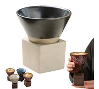 Tazza Da Tè In Ceramica Grezza In Stile Giapponese, Tazza Conica Retrò In Ceramica - Tazza Piccola A Imbuto Da 100 Ml,Handmade Coarse Pottery Coffee Mug with Base,riangolo Cono Funnel Shaped-C