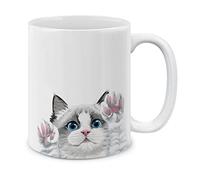 Tazza da tè in Ceramica Il Gatto Silver Point Zampetta in Alto Mug Stampata Tazza Colazione Divertenti Tazza Ceramica 330Ml per Nonna, Fidanziati, Ragazze