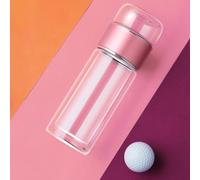 Tazza da tè in vetro a doppia parete con separazione delle foglie di tè e grande capacità per un gusto pulito e liscio del tè (rosso, 450 ml)