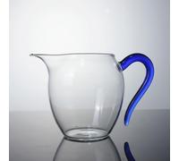Tazza da tè in vetro con manico, dispenser per tè trasparente multiuso, 400 ml, bicchiere per succo di tè, tazza in vetro con beccuccio brocca (blu)