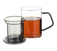 Tazza da tè in vetro da 350 ml con coperchio e manico, infusore incluso per preparare il tè a casa o in ufficio