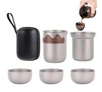 Tazza da tè Kung Fu con coperchio, set di cerimonia del tè in titanio | Servizio da tè Kung Fu leggero e solido - Servizi da tè eleganti, tazza da tè Kung Fu a doppio strato Anti-scottatura per il voy