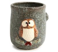 Tazza da tè Mino ware ceramica giapponese Yunomi Chawan gufo pietra rialzata ...