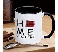 Tazza da tè New Mexico Red Black Buffalo Plaid Home for The Holiday Ceramic Coffee Mug US State Map Silhouette Mug Tazza da tè Grande idea regalo per Natale Vacanze di Natale, 311,8 g