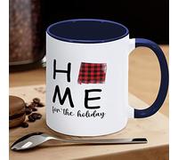 Tazza da tè New Mexico Red Black Buffalo Plaid Home for The Holiday Ceramic Coffee Mug US State Map Silhouette Mug Tazza da tè Grande idea regalo per Natale Vacanze di Natale, 311,8 g