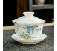 Tazza da tè Portatile in Porcellana Gaiwan in Porcellana Bianca Dipinta a Mano da 120 ml, con infusore per Il tè, in Porcellana di Giada e Grasso di Montone.