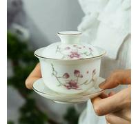 Tazza da tè Portatile in Porcellana Gaiwan in Porcellana Bianca Dipinta a Mano da 120 ml, con infusore per Il tè, in Porcellana di Giada e Grasso di Montone.
