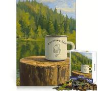 Tazza da tè rilassante vicino al lago Puzzle da 1000 pezzi per adolescenti Treno logico Giocattolo Tempo libero Divertimento Taglio liscio Regalo speciale (38x26cm)