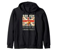 Tazza da tè Union Jack British Accent Pun Graphic Art Felpa con Cappuccio