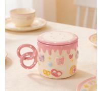 Tazza da torta con manico a fiocco - Tazza in ceramica da 400 ml/13,5 oz per
