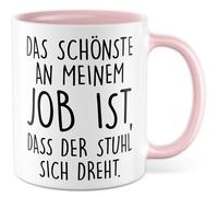 Tazza da ufficio con scritta - Regalo Il più bello del mio lavoro è che la sedia gira - Tazza da caffè da 330 ml in ceramica - Ufficio lavoro tazza da caffè