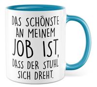 Tazza da ufficio con scritta - Regalo Il più bello del mio lavoro è che la sedia gira - Tazza da caffè da 330 ml in ceramica - Ufficio lavoro tazza da caffè
