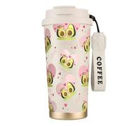 Tazza da viaggio Avocado Lovers, in acciaio inossidabile 316, 100% a prova di perdite, con isolamento sottovuoto, coperchio e cannuccia, per acqua, tè freddo o caffè, frullati e altro ancora.