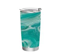 Tazza da viaggio con coperchio isolante in acciaio inox verde effetto marmo glitter finto da 590 ml per scuola, sport, asilo nido, campeggio e altro ancora semplicemente bicchieri moderni con coperchi