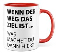 Tazza da viaggio con scritta - Regalo Wenn der Weg das Ziel ist ... Was machen du dann hier? - Tazza da caffè da 330 ml in ceramica - Filosofia collega collega ufficio tazza da caffè