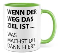 Tazza da viaggio con scritta - Regalo Wenn der Weg das Ziel ist ... Was machen du dann hier? - Tazza da caffè da 330 ml in ceramica - Filosofia collega collega ufficio tazza da caffè