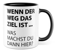 Tazza da viaggio con scritta - Regalo Wenn der Weg das Ziel ist ... Was machen du dann hier? - Tazza da caffè da 330 ml in ceramica - Filosofia collega collega ufficio tazza da caffè