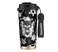 Tazza da viaggio con teschio del diavolo, 100% a prova di perdite, in acciaio inossidabile 316, con isolamento sottovuoto, coperchio e cannuccia, per acqua, tè freddo o caffè, frullati e altro ancora.