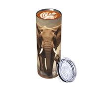 Tazza da viaggio da 20 once con elefante e cucciolo di elefante, in acciaio inossidabile, isolata, a doppia parete, per bevande calde e fredde, riutilizzabile, tazza da tè freddo, regalo per donne e