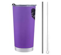 Tazza da viaggio da 590 ml, bottiglia d'acqua per il saluto del cane, in acciaio inox, con coperchio con cannuccia e spazzola per la pulizia