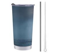 Tazza da viaggio da 590 ml, con bella strega che cammina sull'acqua, in acciaio inox, isolata sottovuoto, con coperchio con cannuccia e spazzola per la pulizia